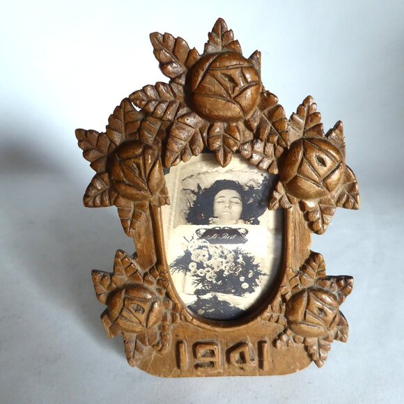 VINTAGE OOAK POST MORTEM MEMENTO MORI PHOTOGRAPH WOOD FRAME ODDITY HORROR SET - Picture 2 of 15